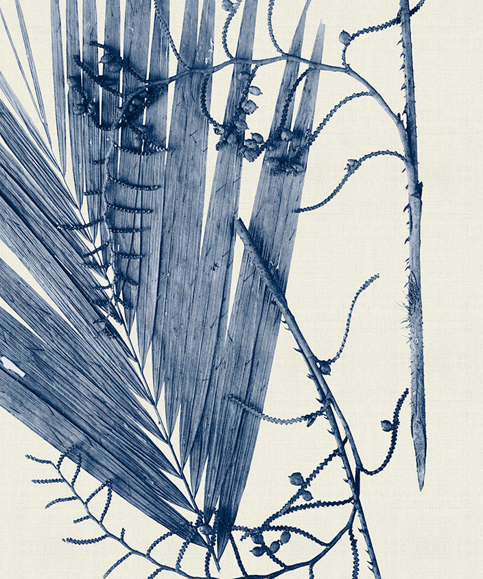 Gorgeous botanical art with hues of deep blue and navy perfect for sophisticated luxe settings.