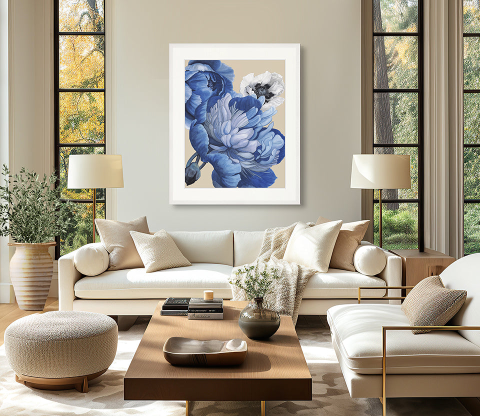Peonies & Roses X (Blue)