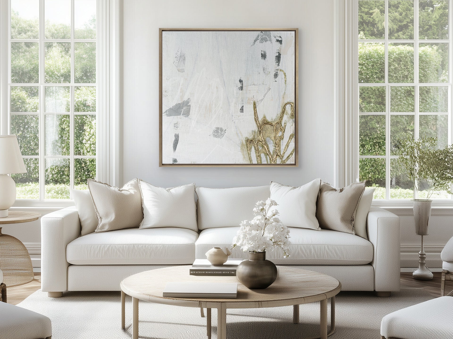 Bold Square Platinum Canvas Textural Art