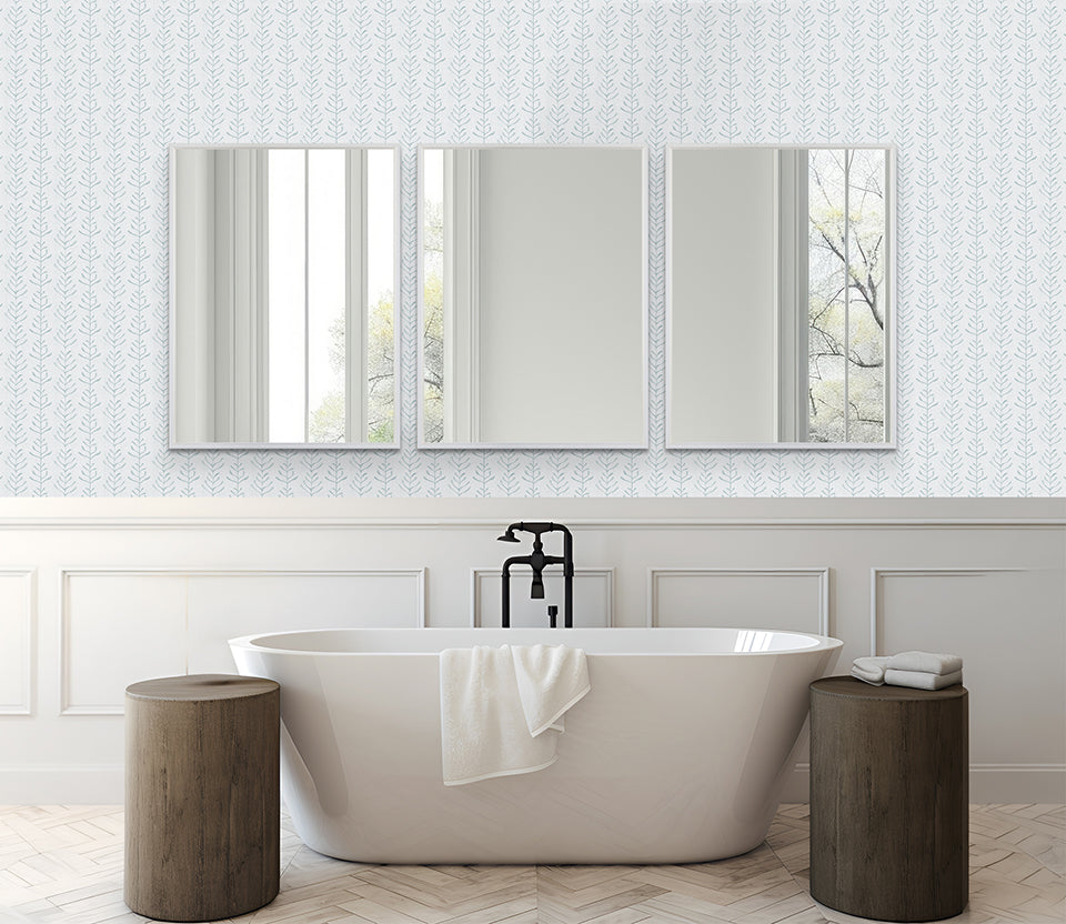 Ariel Slim Contemporary Mirror White Grain